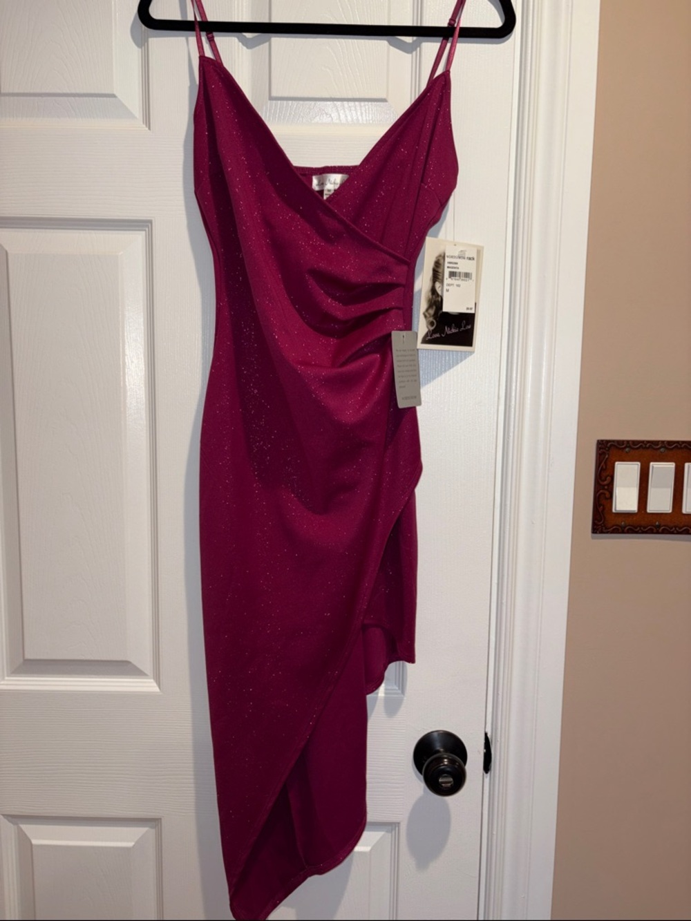 Sparkling Magenta Asymmetrical Slip Dress